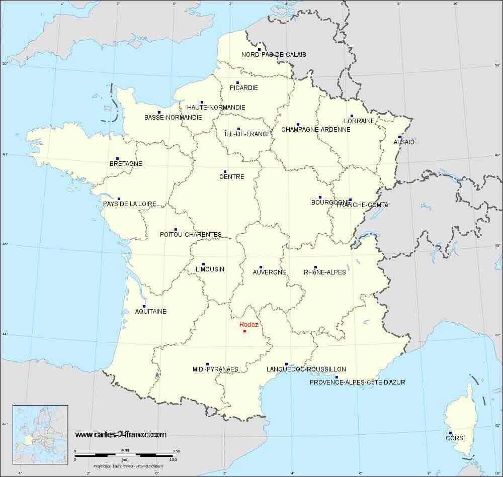 Où est Rodez sur la carte de France?