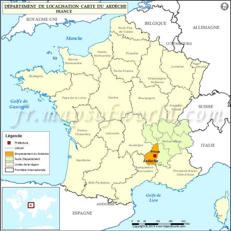 Où est l'Ardèche sur la carte de France ?
