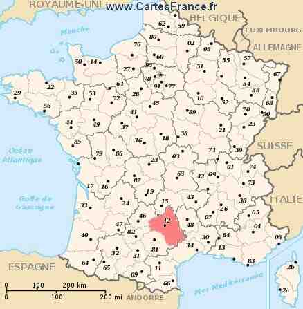 Où se trouve Aveyron sur la carte de France?